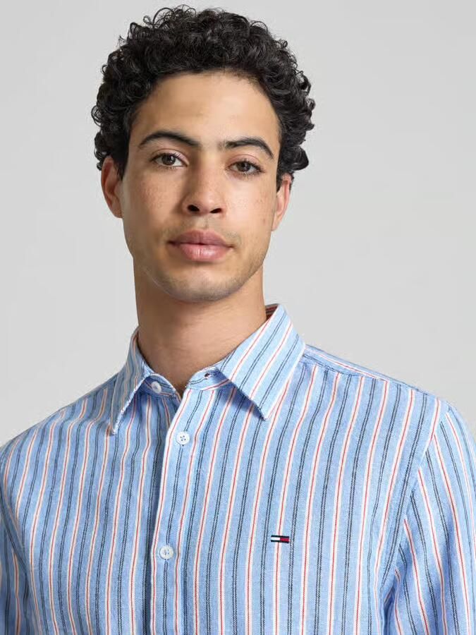 Tommy Jeans regular fit vrijetijdsoverhemd van mix van katoen en linnen