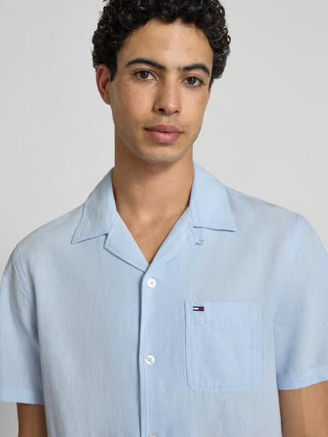 Tommy Jeans regular fit vrijetijdsoverhemd van mix van katoen en linnen