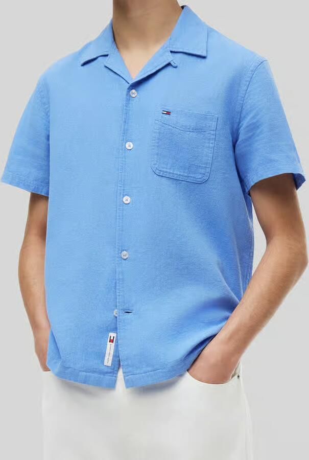 Tommy Jeans regular fit vrijetijdsoverhemd van mix van katoen en linnen