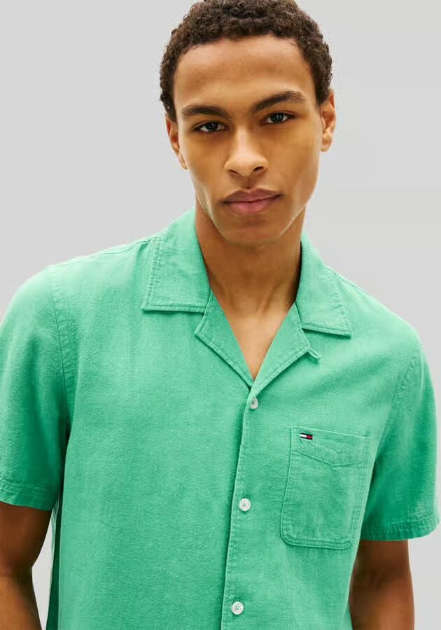 Tommy Jeans regular fit vrijetijdsoverhemd van mix van katoen en linnen