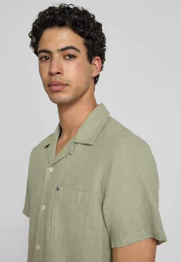 Tommy Jeans regular fit vrijetijdsoverhemd van mix van katoen en linnen