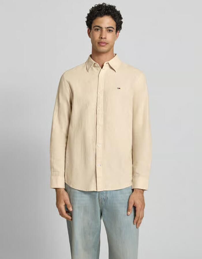 Tommy Jeans regular fit vrijetijdsoverhemd van mix van katoen en linnen - Foto 7