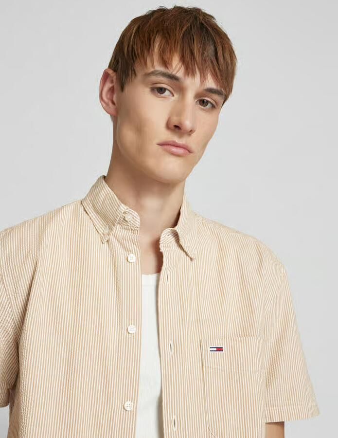 Tommy Jeans Regular fit vrijetijdsoverhemd van zuiver katoen met korte mouwen