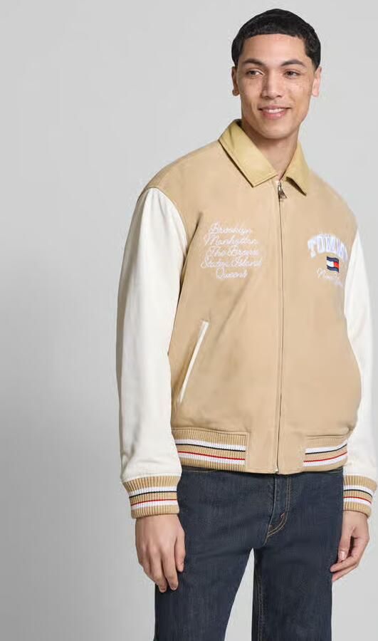 Tommy Jeans relaxed fit college-jack van echt leer - Foto 3