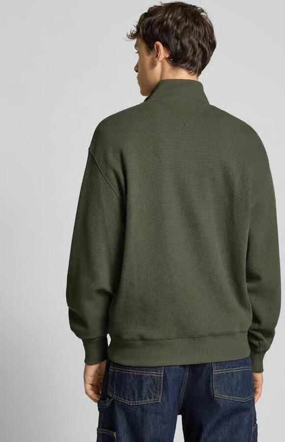 TOMMY JEANS Heren Truien & Vesten Tjm Rlx Waffle Script Qrtr Zip Groen - Foto 5