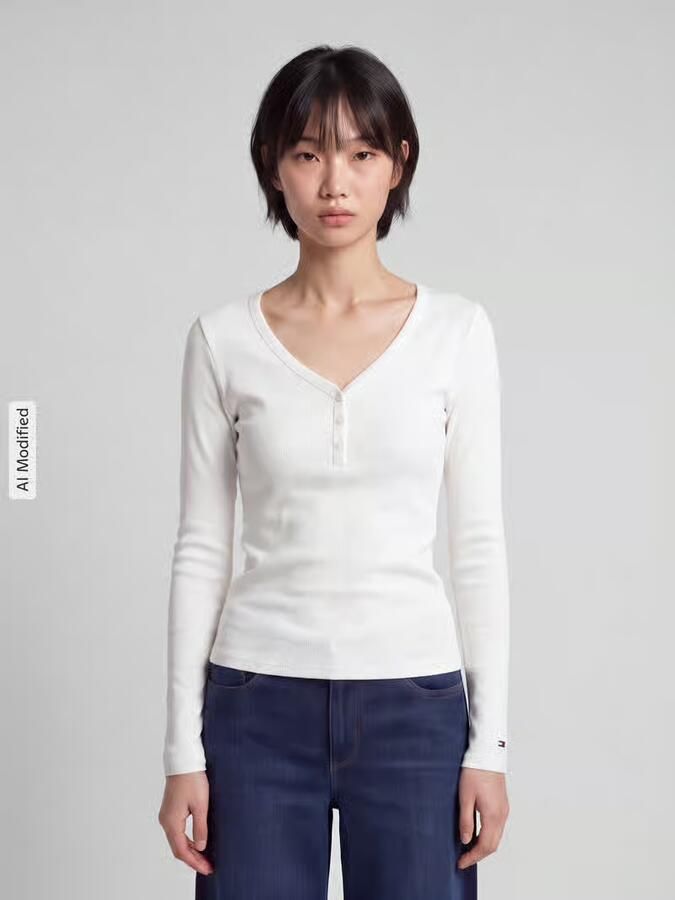 Tommy Jeans Shirt met lange mouwen met henley-hals - Foto 3