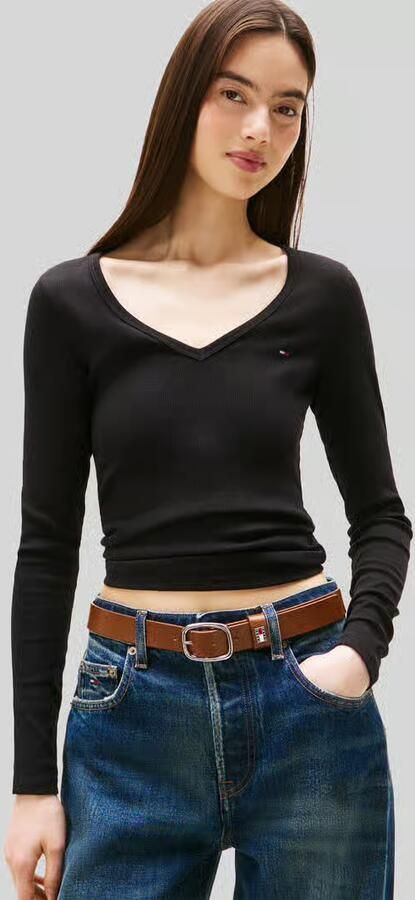 Tommy Jeans Slim fit shirt met lange mouwen en logostitching model 'ESSENTIAL' - Foto 8