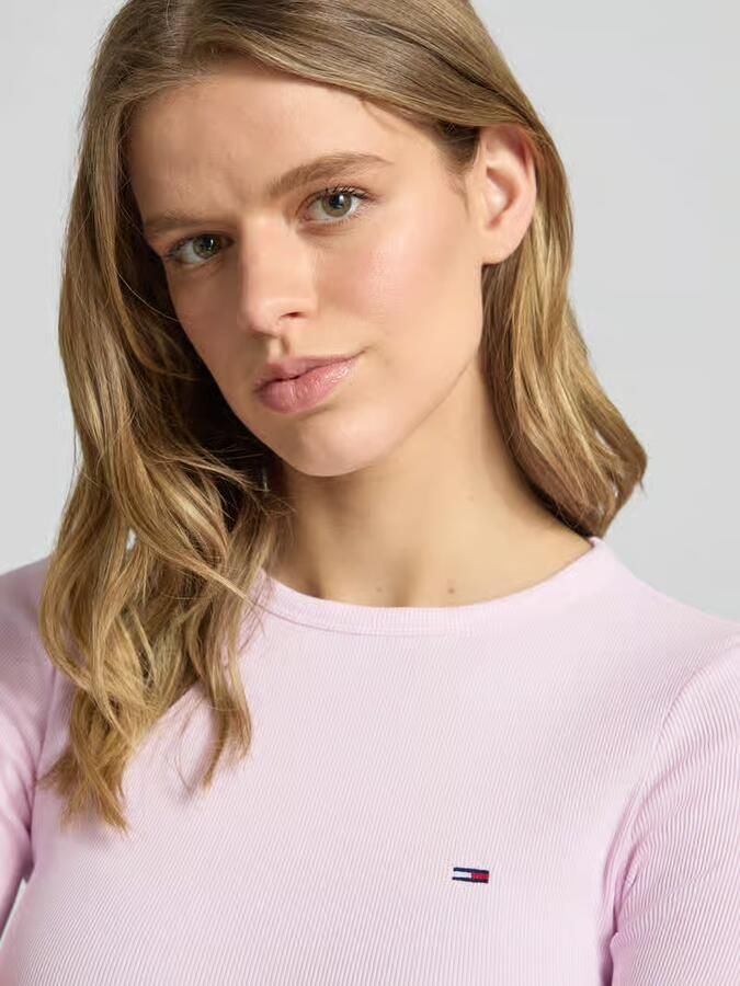 Tommy Jeans Slim fit shirt met lange mouwen van katoenmix