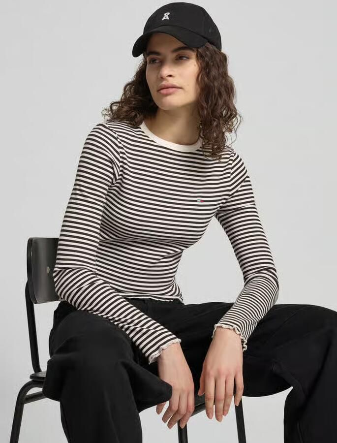 Tommy Jeans Slim fit shirt met lange mouwen van katoenmix