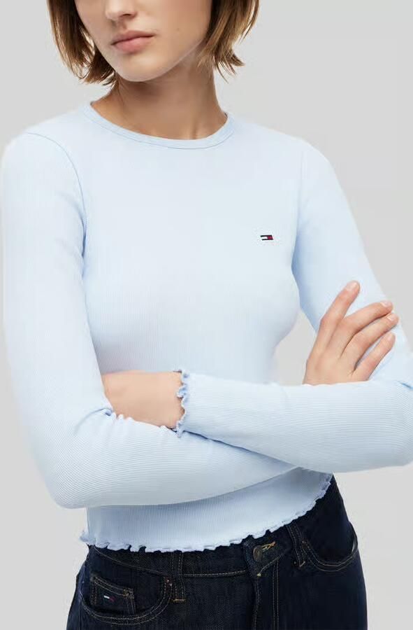 Tommy Jeans slim fit shirt met lange mouwen van katoenmix