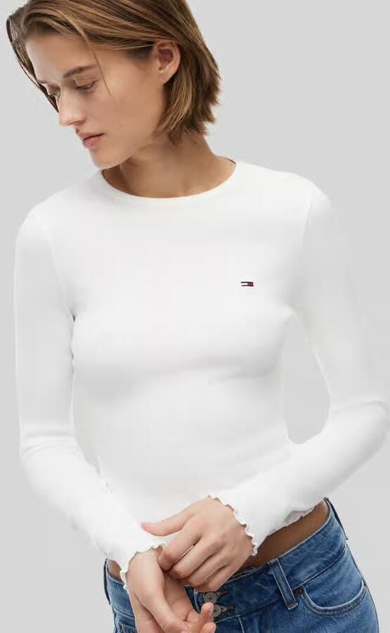 Tommy Jeans slim fit shirt met lange mouwen van katoenmix