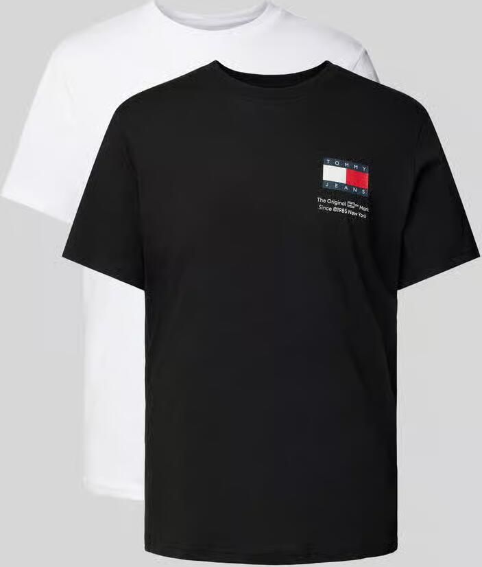 TOMMY JEANS T-shirt TJM SLIM 2PACK S S FLAG DNA TEE met grote logoprint op borsthoogte (set 2 stuks)