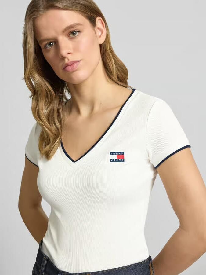 Tommy Jeans Slim fit T-shirt van katoenmix