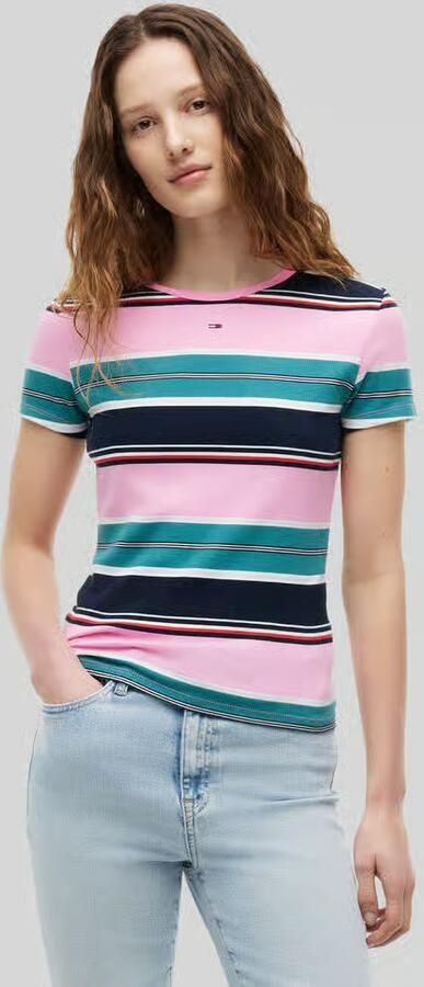 Tommy Jeans slim fit T-shirt van katoenmix in ribtricot - Foto 6