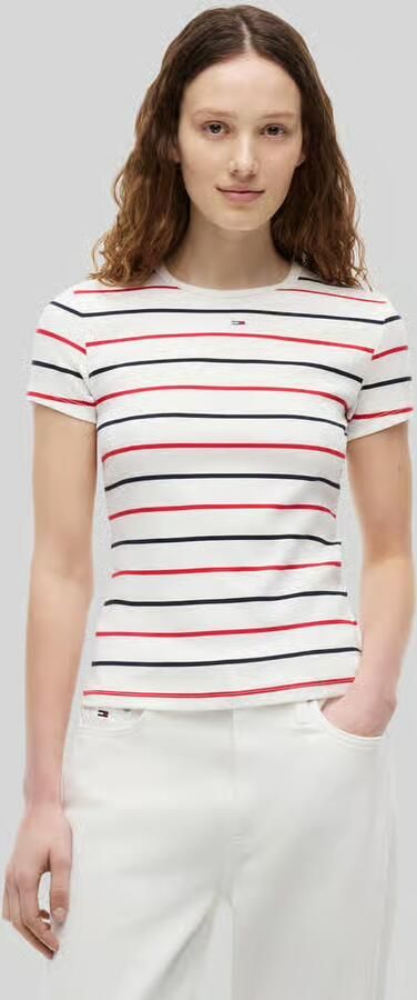 Tommy Jeans slim fit T-shirt van katoenmix in ribtricot - Foto 3