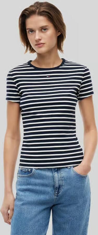 Tommy Jeans slim fit T-shirt van katoenmix in ribtricot - Foto 4