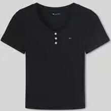 Tommy Jeans Slim fit T-shirt van katoenmix met henley-hals
