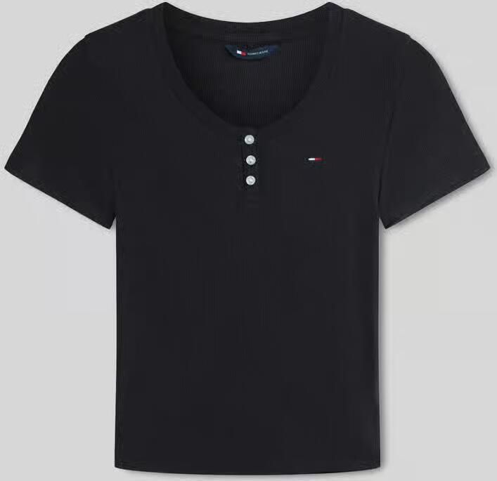 Tommy Jeans Slim fit T-shirt van katoenmix met henley-hals - Foto 2