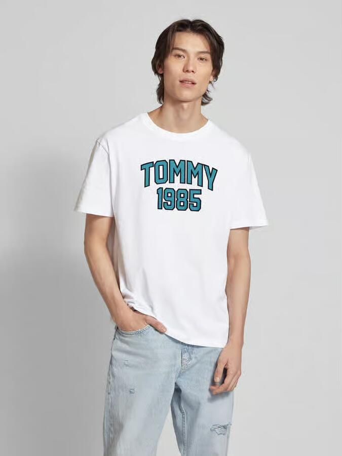 TOMMY JEANS Heren Polo's & T-shirts Tjm Reg Tommy Varsity Sport Tee Wit - Foto 2
