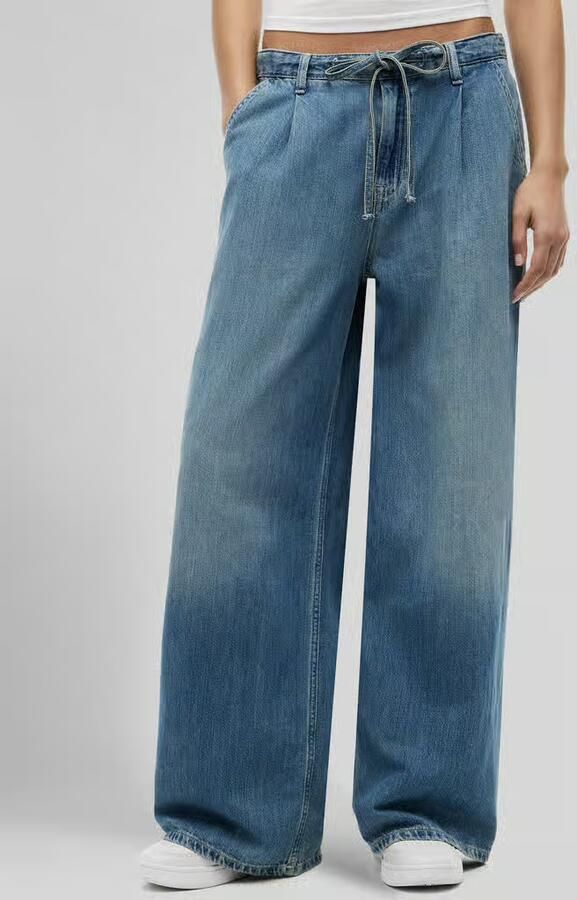 Tommy Jeans wide leg broek van mix van katoen en linnen - Foto 6