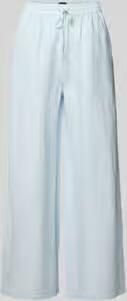 Tommy Jeans wide leg high waist gestreepte casual broek met linnen lichtblauw - Foto 4