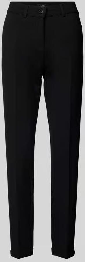 TONI Slim fit stoffen broek met riemlussen model 'Jolie Turn Up'