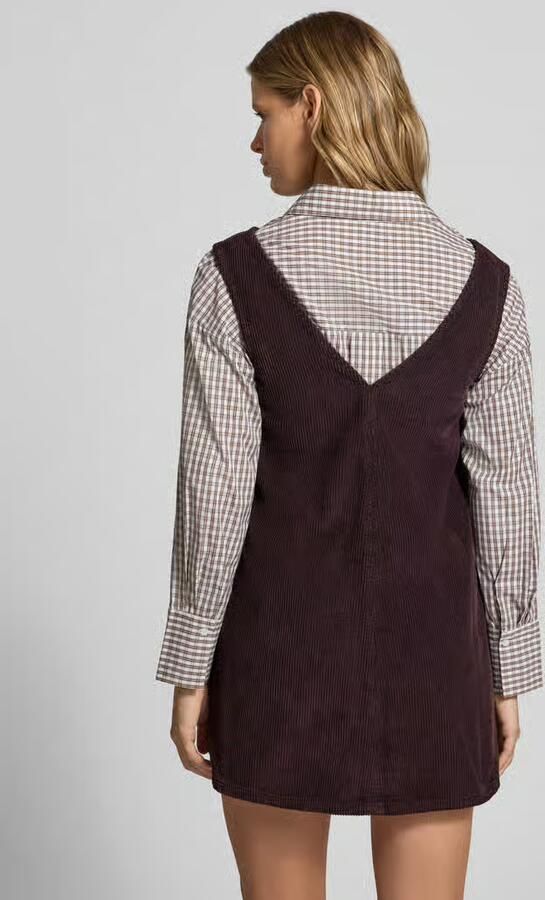 Topshop Minijurk van ribfluweel met V-hals model 'ERIKA' - Foto 3