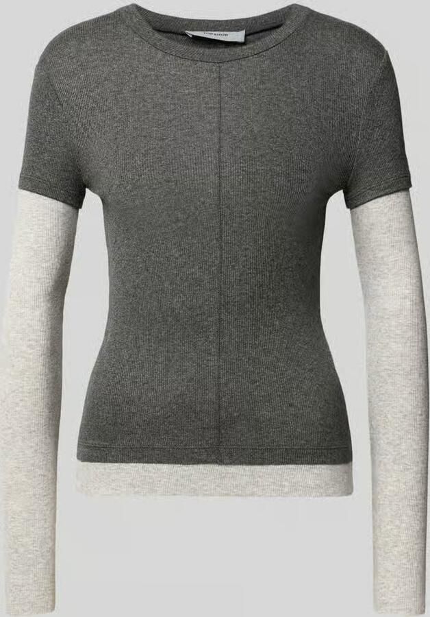 Topshop Shirt met lange mouwen van viscosemix met ribstructuur model 'Belia'