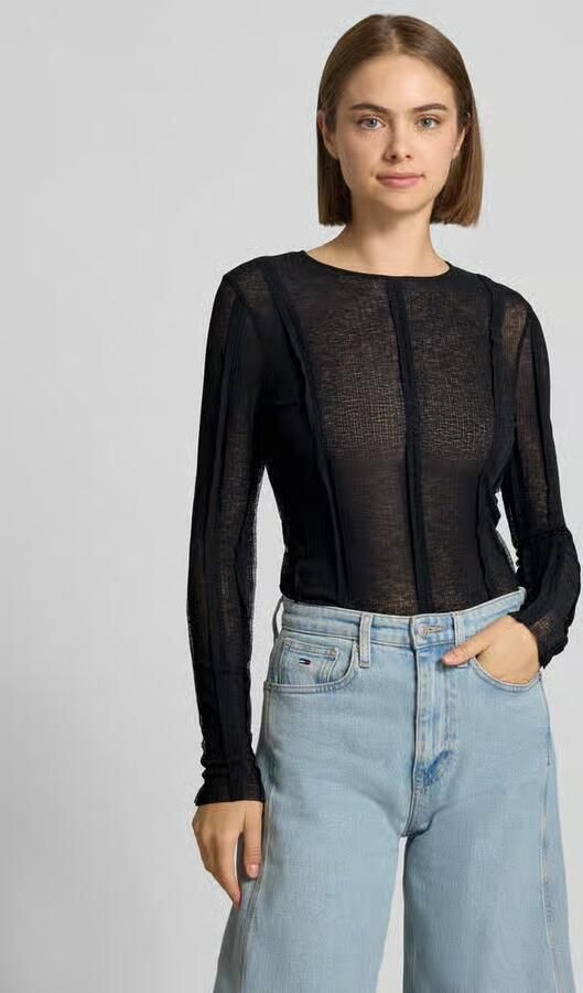 Topshop slim fit longsleeve in semitransparant design model 'Belma' - Foto 3