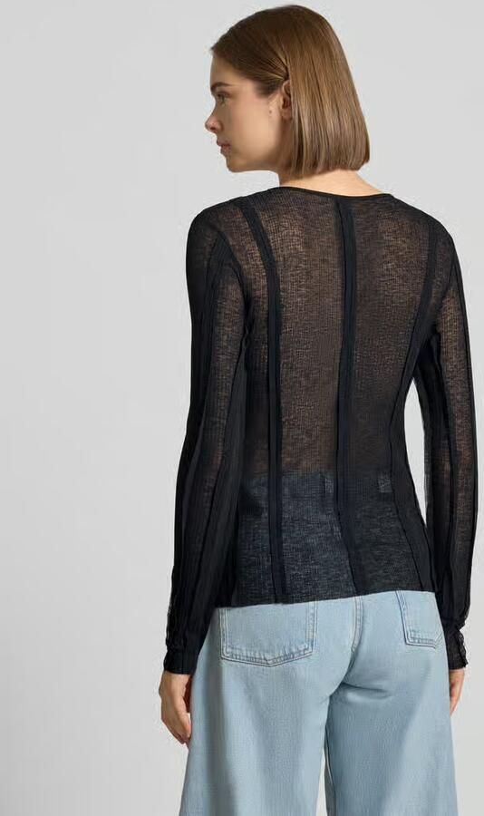 Topshop slim fit longsleeve in semitransparant design model 'Belma' - Foto 2
