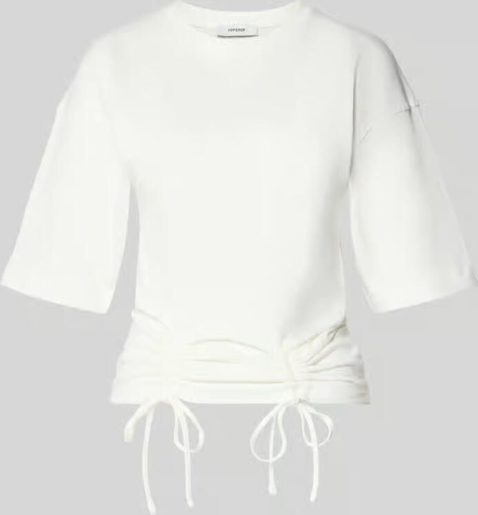 TOPSHOP regular fit T-shirt met rijgdetail ecru - Foto 3