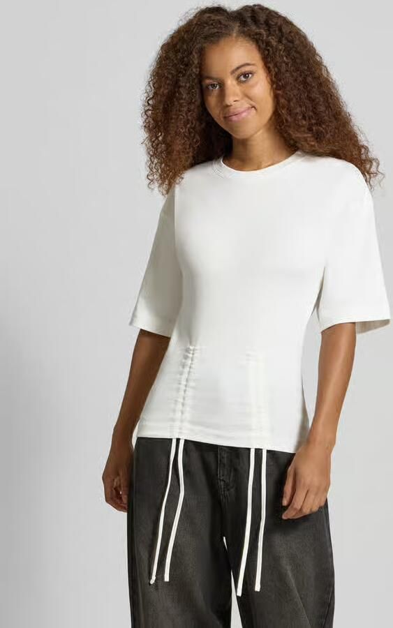 TOPSHOP regular fit T-shirt met rijgdetail ecru - Foto 4