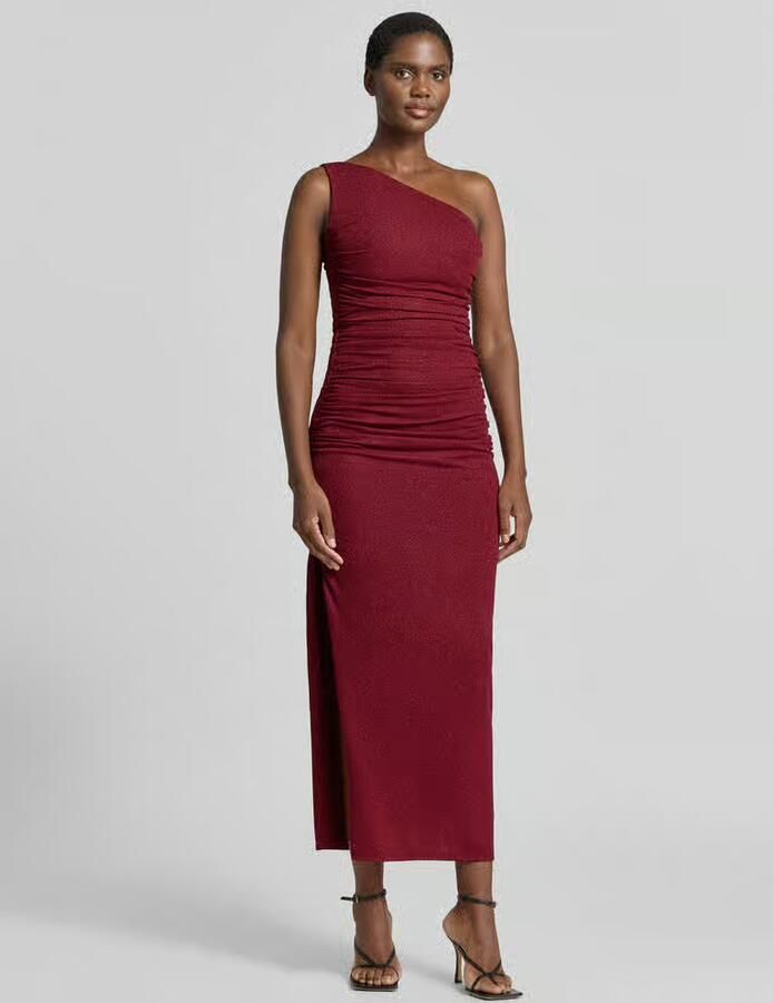 TROYDEN COLLECTION Avondjurk met asymmetrische hals en plooien - Foto 2