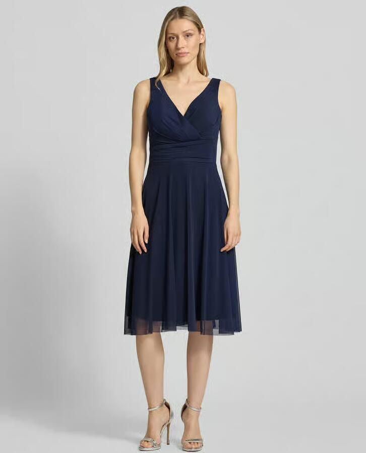 TROYDEN COLLECTION Cocktailjurk in wikkellook met V-hals - Foto 2