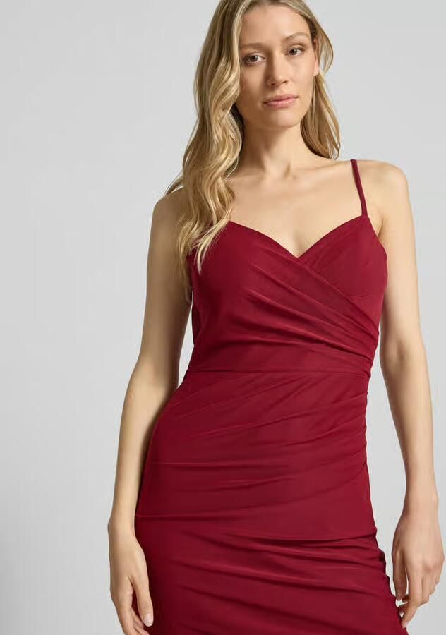 TROYDEN COLLECTION Cocktailjurk met draperieën en loopsplit