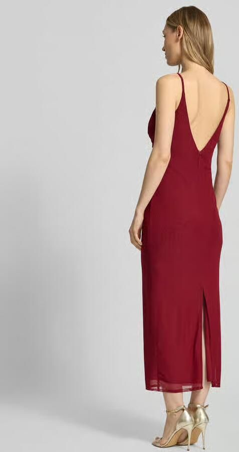TROYDEN COLLECTION Cocktailjurk met draperieën en loopsplit