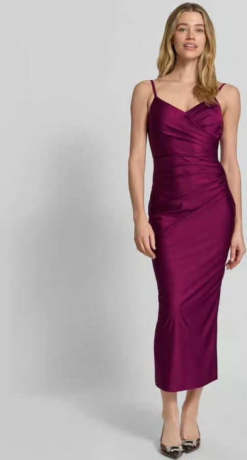TROYDEN COLLECTION cocktailjurk met spaghettibandjes en V-hals - Foto 3