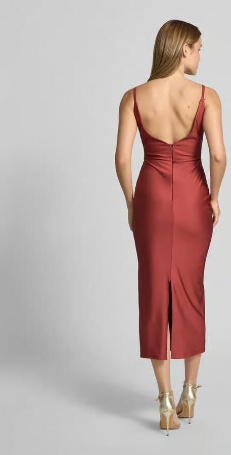 TROYDEN COLLECTION cocktailjurk met spaghettibandjes en V-hals