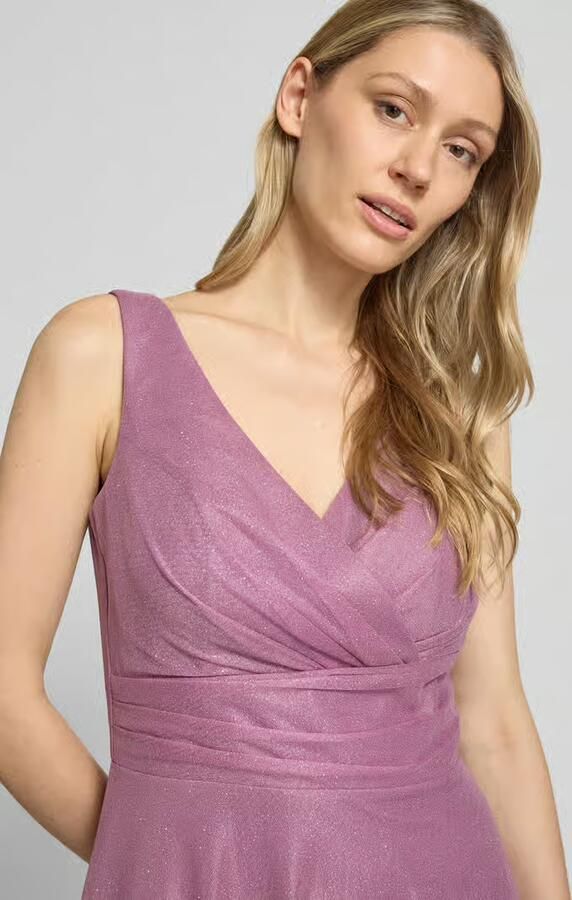TROYDEN COLLECTION Knie-lange cocktailjurk met V-hals
