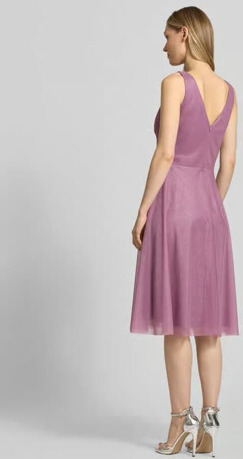 TROYDEN COLLECTION Knie-lange cocktailjurk met V-hals - Foto 3