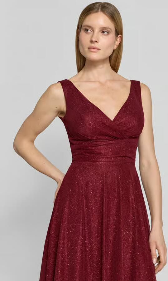 TROYDEN COLLECTION Knielange cocktailjurk met V-hals