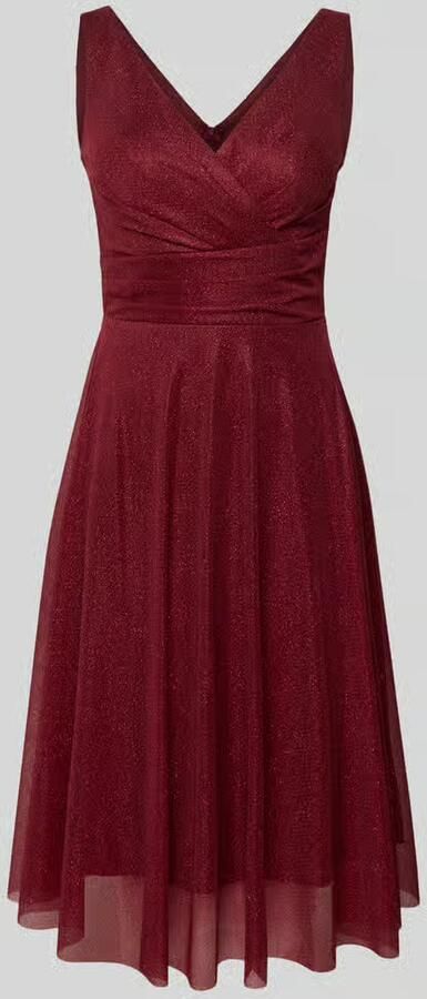TROYDEN COLLECTION Knielange cocktailjurk met V-hals - Foto 3