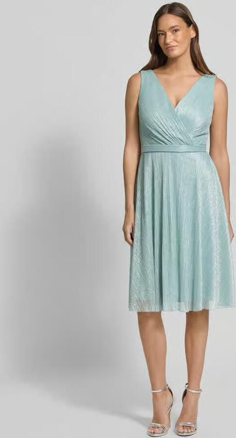TROYDEN COLLECTION Knielange cocktailjurk met V-hals - Foto 2