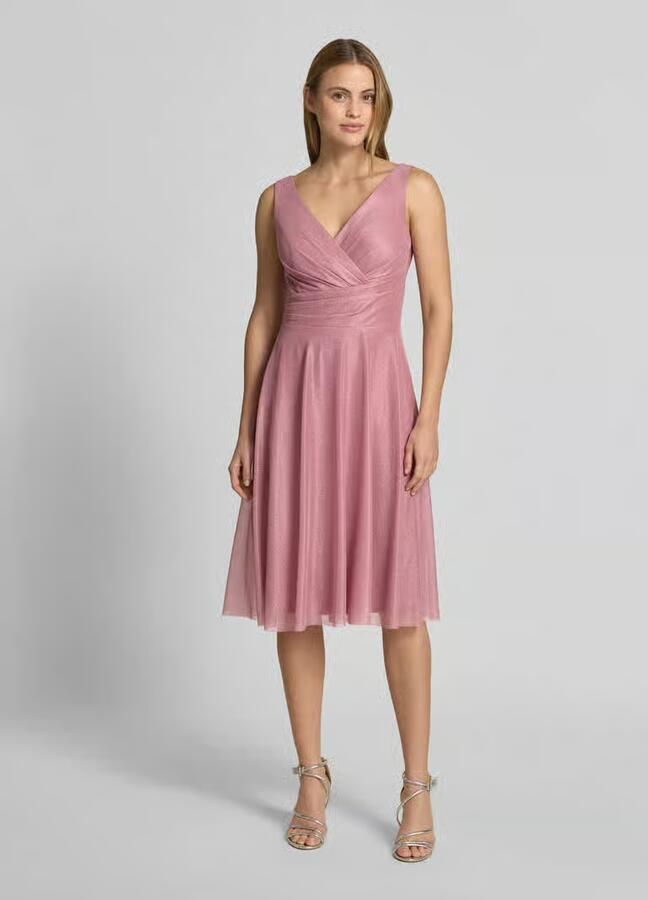 TROYDEN COLLECTION Knielange cocktailjurk met V-hals