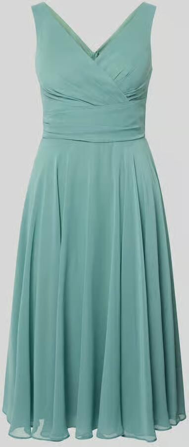TROYDEN COLLECTION Knielange cocktailjurk van Chiffon met V-hals - Foto 2