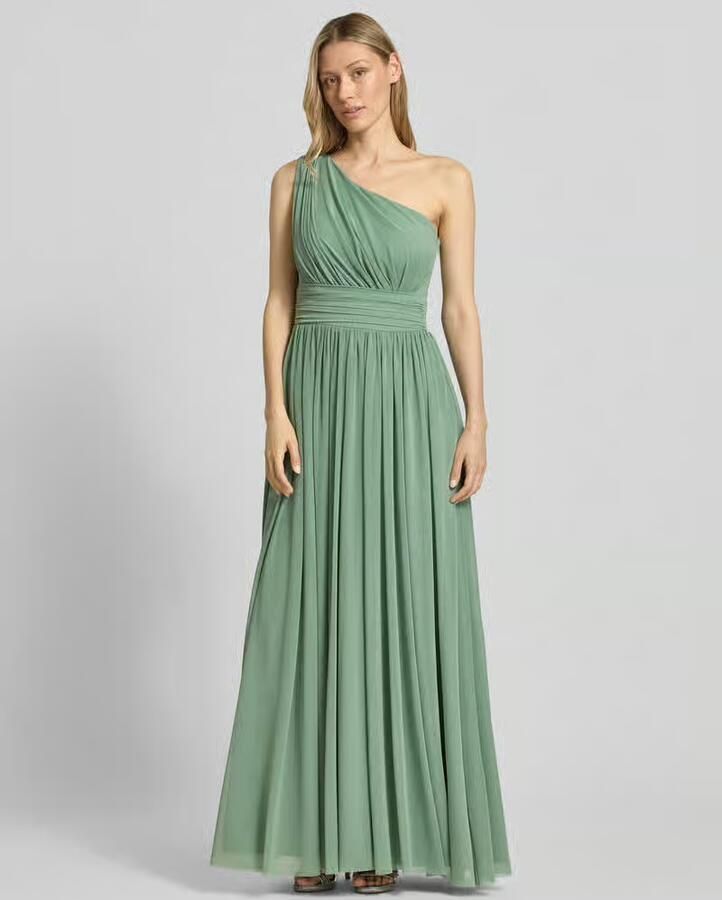 TROYDEN COLLECTION Maxi-jurk in one-shoulder look met tailleband - Foto 2