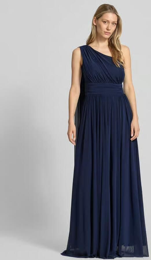TROYDEN COLLECTION Maxi-jurk in one-shoulder look met tailleband - Foto 3