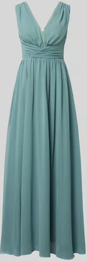 TROYDEN COLLECTION maxi-jurk met tailleband en draperieën