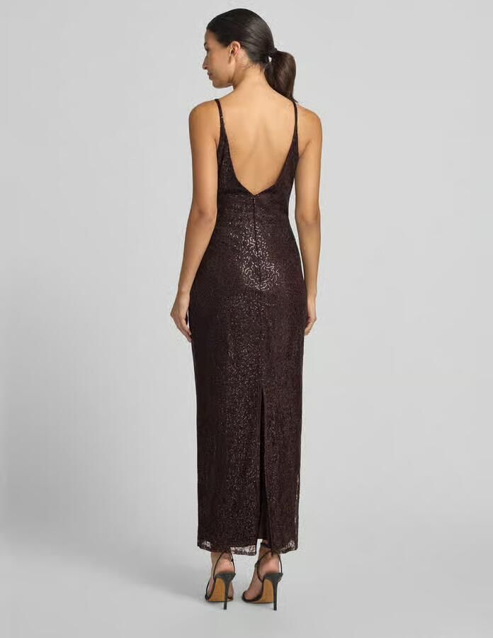TROYDEN COLLECTION Midi-jurk met pailletten en v-hals - Foto 2