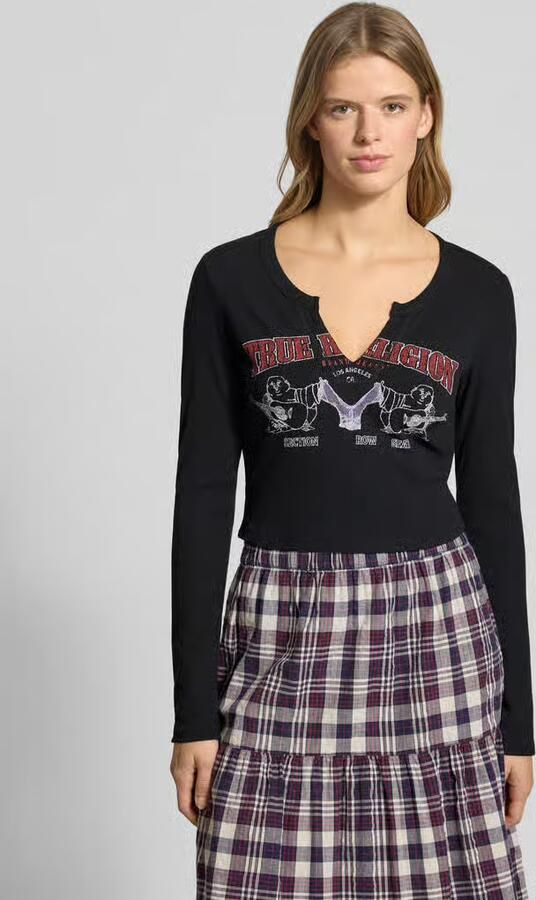 True Religion Kort shirt met lange mouwen en labelprint model 'BUDDHA' - Foto 2